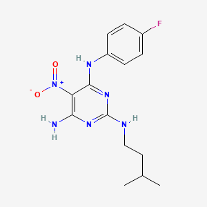 {6-Amino-2-[(3-methylbutyl)amino]-5-nitropyrimidin-4-yl}(4-fluorophenyl)amine