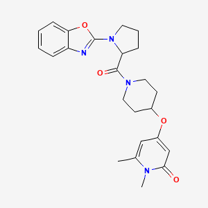 molecular formula C24H28N4O4 B2993733 4-((1-(1-(benzo[d]oxazol-2-yl)pyrrolidine-2-carbonyl)piperidin-4-yl)oxy)-1,6-dimethylpyridin-2(1H)-one CAS No. 1902895-56-0