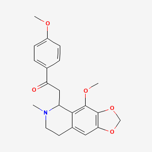 molecular formula C21H23NO5 B2993748 2-(4-Methoxy-6-methyl-5,6,7,8-tetrahydro[1,3]dioxolo[4,5-g]isoquinolin-5-yl)-1-(4-methoxyphenyl)ethanone CAS No. 51254-38-7