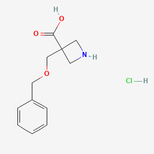 molecular formula C12H16ClNO3 B2993749 3-(Phenylmethoxymethyl)azetidine-3-carboxylic acid;hydrochloride CAS No. 2551117-00-9