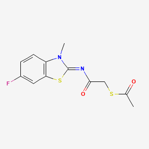 molecular formula C12H11FN2O2S2 B2993750 S-[2-[(6-fluoro-3-methyl-1,3-benzothiazol-2-ylidene)amino]-2-oxoethyl] ethanethioate CAS No. 1164531-05-8