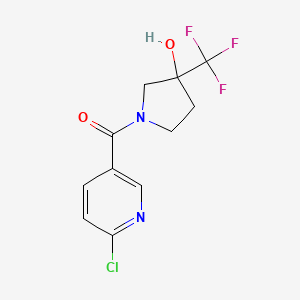 molecular formula C11H10ClF3N2O2 B2993753 1-(6-Chloropyridine-3-carbonyl)-3-(trifluoromethyl)pyrrolidin-3-ol CAS No. 1385439-74-6