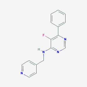 molecular formula C16H13FN4 B2993755 5-Fluoro-6-phenyl-N-(pyridin-4-ylmethyl)pyrimidin-4-amine CAS No. 2415570-55-5