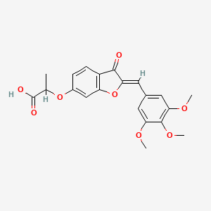 molecular formula C21H20O8 B2993783 (Z)-2-((3-oxo-2-(3,4,5-trimethoxybenzylidene)-2,3-dihydrobenzofuran-6-yl)oxy)propanoic acid CAS No. 859673-05-5