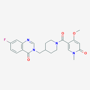molecular formula C22H23FN4O4 B2993786 7-Fluoro-3-[[1-(4-methoxy-1-methyl-6-oxopyridine-3-carbonyl)piperidin-4-yl]methyl]quinazolin-4-one CAS No. 2415582-42-0