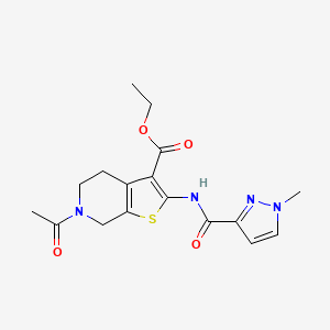 molecular formula C17H20N4O4S B2993794 ethyl 6-acetyl-2-(1-methyl-1H-pyrazole-3-carboxamido)-4,5,6,7-tetrahydrothieno[2,3-c]pyridine-3-carboxylate CAS No. 1170622-14-6