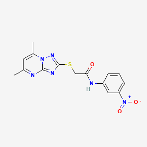 molecular formula C15H14N6O3S B2993815 2-[(5,7-dimethyl[1,2,4]triazolo[1,5-a]pyrimidin-2-yl)sulfanyl]-N-(3-nitrophenyl)acetamide CAS No. 262858-73-1