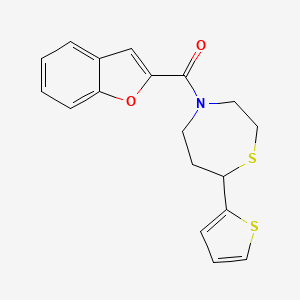 molecular formula C18H17NO2S2 B2993853 Benzofuran-2-yl(7-(thiophen-2-yl)-1,4-thiazepan-4-yl)methanone CAS No. 1705512-13-5