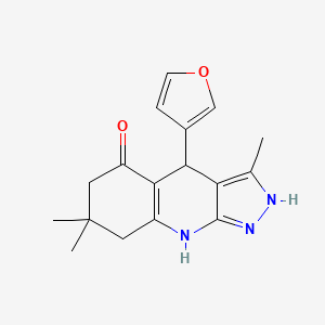 molecular formula C17H19N3O2 B2993990 4-(3-furyl)-3,7,7-trimethyl-1,4,6,7,8,9-hexahydro-5H-pyrazolo[3,4-b]quinolin-5-one CAS No. 439095-18-8