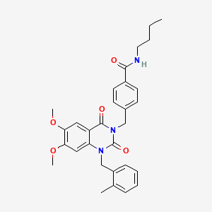 molecular formula C30H33N3O5 B2993996 N-butyl-4-((6,7-dimethoxy-1-(2-methylbenzyl)-2,4-dioxo-1,2-dihydroquinazolin-3(4H)-yl)methyl)benzamide CAS No. 1216925-64-2