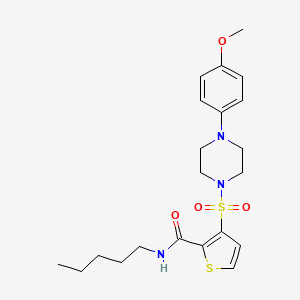 molecular formula C21H29N3O4S2 B2993998 3-{[4-(4-methoxyphenyl)piperazin-1-yl]sulfonyl}-N-pentylthiophene-2-carboxamide CAS No. 1207006-72-1