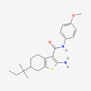 molecular formula C21H28N2O2S B2993999 2-Amino-N-(4-methoxyphenyl)-6-tert-pentyl-4,5,6,7-tetrahydrobenzo[b]thiophene-3-carboxamide CAS No. 774575-33-6
