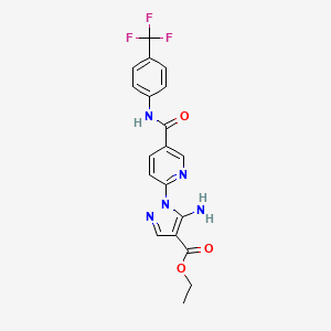 molecular formula C19H16F3N5O3 B2994027 ethyl 5-amino-1-(5-{[4-(trifluoromethyl)phenyl]carbamoyl}pyridin-2-yl)-1H-pyrazole-4-carboxylate CAS No. 1173759-36-8