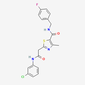 molecular formula C20H17ClFN3O2S B2994036 2-{[(3-chlorophenyl)carbamoyl]methyl}-N-[(4-fluorophenyl)methyl]-4-methyl-1,3-thiazole-5-carboxamide CAS No. 1251598-05-6