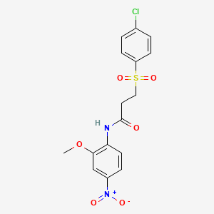 3-(4-chlorophenyl)sulfonyl-N-(2-methoxy-4-nitrophenyl)propanamide