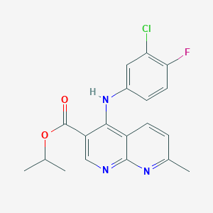 molecular formula C19H17ClFN3O2 B2994085 propan-2-yl 4-[(3-chloro-4-fluorophenyl)amino]-7-methyl-1,8-naphthyridine-3-carboxylate CAS No. 1251688-62-6