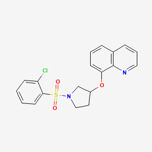 molecular formula C19H17ClN2O3S B2994099 8-((1-((2-Chlorophenyl)sulfonyl)pyrrolidin-3-yl)oxy)quinoline CAS No. 2034242-22-1