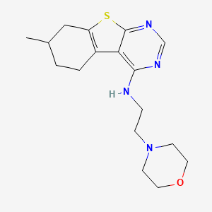 molecular formula C17H24N4OS B2994116 11-methyl-N-[2-(morpholin-4-yl)ethyl]-8-thia-4,6-diazatricyclo[7.4.0.0^{2,7}]trideca-1(9),2(7),3,5-tetraen-3-amine 