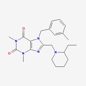 molecular formula C23H31N5O2 B2994161 8-[(2-ethylpiperidin-1-yl)methyl]-1,3-dimethyl-7-[(3-methylphenyl)methyl]-2,3,6,7-tetrahydro-1H-purine-2,6-dione CAS No. 851938-74-4