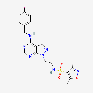 molecular formula C19H20FN7O3S B2994186 N-(2-(4-((4-fluorobenzyl)amino)-1H-pyrazolo[3,4-d]pyrimidin-1-yl)ethyl)-3,5-dimethylisoxazole-4-sulfonamide CAS No. 1170034-30-6