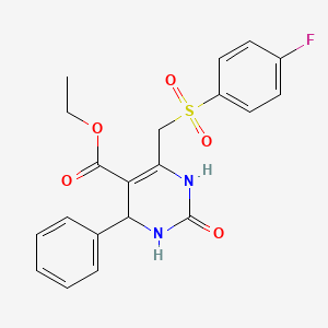 molecular formula C20H19FN2O5S B2994227 Ethyl 6-[(4-fluorobenzenesulfonyl)methyl]-2-oxo-4-phenyl-1,2,3,4-tetrahydropyrimidine-5-carboxylate CAS No. 902583-11-3