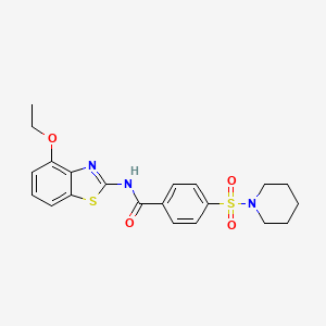 molecular formula C21H23N3O4S2 B2994236 N-(4-ethoxy-1,3-benzothiazol-2-yl)-4-(piperidine-1-sulfonyl)benzamide 