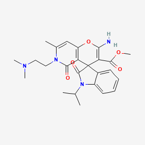 molecular formula C25H30N4O5 B2994266 Methyl 2'-amino-6'-(2-(dimethylamino)ethyl)-1-isopropyl-7'-methyl-2,5'-dioxo-5',6'-dihydrospiro[indoline-3,4'-pyrano[3,2-c]pyridine]-3'-carboxylate CAS No. 886168-09-8