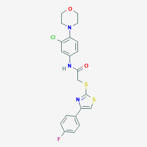molecular formula C21H19ClFN3O2S2 B299431 N-[3-chloro-4-(4-morpholinyl)phenyl]-2-{[4-(4-fluorophenyl)-1,3-thiazol-2-yl]sulfanyl}acetamide 