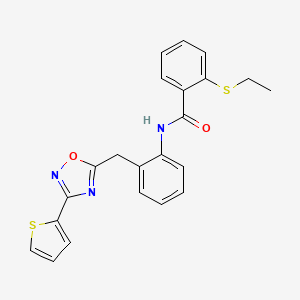 2-(ethylthio)-N-(2-((3-(thiophen-2-yl)-1,2,4-oxadiazol-5-yl)methyl)phenyl)benzamide