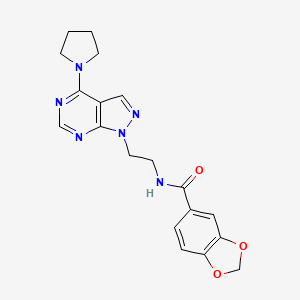 N-(2-(4-(pyrrolidin-1-yl)-1H-pyrazolo[3,4-d]pyrimidin-1-yl)ethyl)benzo[d][1,3]dioxole-5-carboxamide