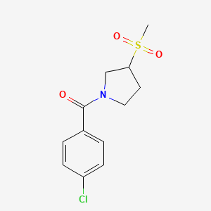 molecular formula C12H14ClNO3S B2994385 (4-Chlorophenyl)(3-(methylsulfonyl)pyrrolidin-1-yl)methanone CAS No. 1448133-25-2
