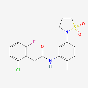 molecular formula C18H18ClFN2O3S B2994412 2-(2-chloro-6-fluorophenyl)-N-(5-(1,1-dioxidoisothiazolidin-2-yl)-2-methylphenyl)acetamide CAS No. 1448044-10-7