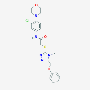 molecular formula C22H24ClN5O3S B299444 N-[3-chloro-4-(4-morpholinyl)phenyl]-2-{[4-methyl-5-(phenoxymethyl)-4H-1,2,4-triazol-3-yl]sulfanyl}acetamide 