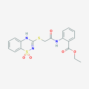 ethyl 2-({[(1,1-dioxido-4H-1,2,4-benzothiadiazin-3-yl)thio]acetyl}amino)benzoate