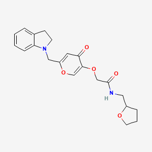 2-((6-(indolin-1-ylmethyl)-4-oxo-4H-pyran-3-yl)oxy)-N-((tetrahydrofuran-2-yl)methyl)acetamide