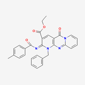 molecular formula C29H24N4O4 B2994472 ethyl 7-benzyl-6-(4-methylbenzoyl)imino-2-oxo-1,7,9-triazatricyclo[8.4.0.03,8]tetradeca-3(8),4,9,11,13-pentaene-5-carboxylate CAS No. 534581-22-1