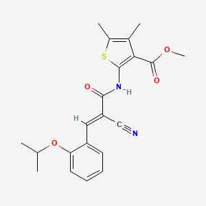 molecular formula C21H22N2O4S B2994475 (E)-methyl 2-(2-cyano-3-(2-isopropoxyphenyl)acrylamido)-4,5-dimethylthiophene-3-carboxylate CAS No. 380551-58-6