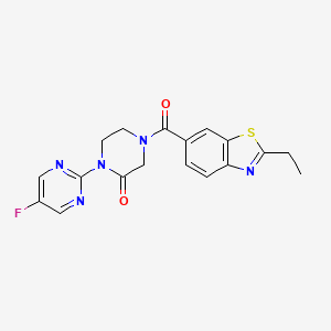 molecular formula C18H16FN5O2S B2994477 4-(2-乙基苯并[d]噻唑-6-羰基)-1-(5-氟嘧啶-2-基)哌嗪-2-酮 CAS No. 2319633-48-0