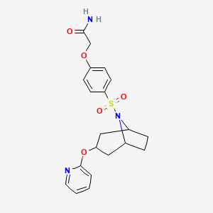 molecular formula C20H23N3O5S B2994481 2-(4-(((1R,3s,5S)-3-(pyridin-2-yloxy)-8-azabicyclo[3.2.1]octan-8-yl)sulfonyl)phenoxy)acetamide CAS No. 2109278-75-1