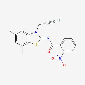 molecular formula C19H15N3O3S B2994482 N-(5,7-二甲基-3-丙-2-炔基-1,3-苯并噻唑-2-亚甲基)-2-硝基苯甲酰胺 CAS No. 868674-50-4