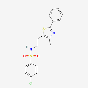 molecular formula C18H17ClN2O2S2 B2994488 4-氯-N-[2-(4-甲基-2-苯基-1,3-噻唑-5-基)乙基]苯磺酰胺 CAS No. 894014-98-3