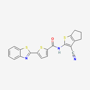 molecular formula C20H13N3OS3 B2994489 5-(benzo[d]thiazol-2-yl)-N-(3-cyano-5,6-dihydro-4H-cyclopenta[b]thiophen-2-yl)thiophene-2-carboxamide CAS No. 726154-66-1