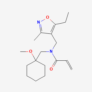molecular formula C18H28N2O3 B2994490 N-[(5-Ethyl-3-methyl-1,2-oxazol-4-yl)methyl]-N-[(1-methoxycyclohexyl)methyl]prop-2-enamide CAS No. 2411248-77-4