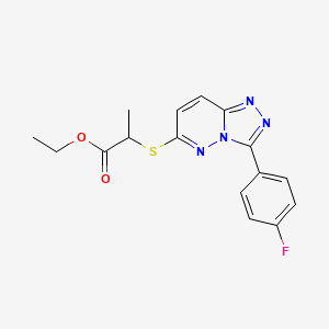 molecular formula C16H15FN4O2S B2994504 ethyl 2-{[3-(4-fluorophenyl)-[1,2,4]triazolo[4,3-b]pyridazin-6-yl]sulfanyl}propanoate CAS No. 852374-29-9