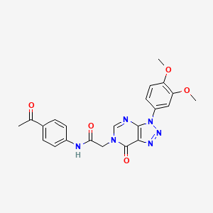 molecular formula C22H20N6O5 B2994505 N-(4-acetylphenyl)-2-(3-(3,4-dimethoxyphenyl)-7-oxo-3H-[1,2,3]triazolo[4,5-d]pyrimidin-6(7H)-yl)acetamide CAS No. 872594-49-5