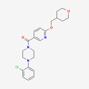 molecular formula C22H26ClN3O3 B2994533 (4-(2-chlorophenyl)piperazin-1-yl)(6-((tetrahydro-2H-pyran-4-yl)methoxy)pyridin-3-yl)methanone CAS No. 2034295-46-8