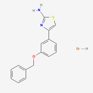 molecular formula C16H15BrN2OS B2994541 4-[3-(Benzyloxy)phenyl]-1,3-thiazol-2-amine hydrobromide CAS No. 202664-41-3