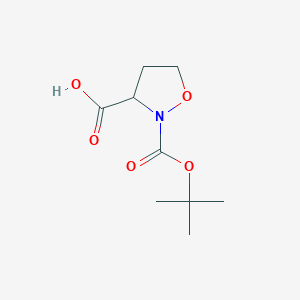 molecular formula C9H15NO5 B2994552 2-[(2-Methylpropan-2-yl)oxycarbonyl]-1,2-oxazolidine-3-carboxylic acid CAS No. 1335050-80-0