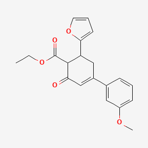 molecular formula C20H20O5 B2994582 Ethyl 6-(furan-2-yl)-4-(3-methoxyphenyl)-2-oxocyclohex-3-ene-1-carboxylate CAS No. 1023498-59-0