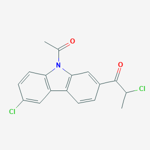 molecular formula C17H13Cl2NO2 B029946 2-(2-Chloropropionyl)-6-chloro-9-acetylcarbazole CAS No. 114041-34-8